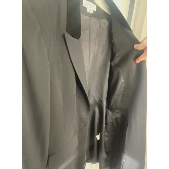 Vintage EXPRESS Long Wool Tailored Coat Velvet Collar Women's M 90s Whimsigoth - Picture 12 of 15